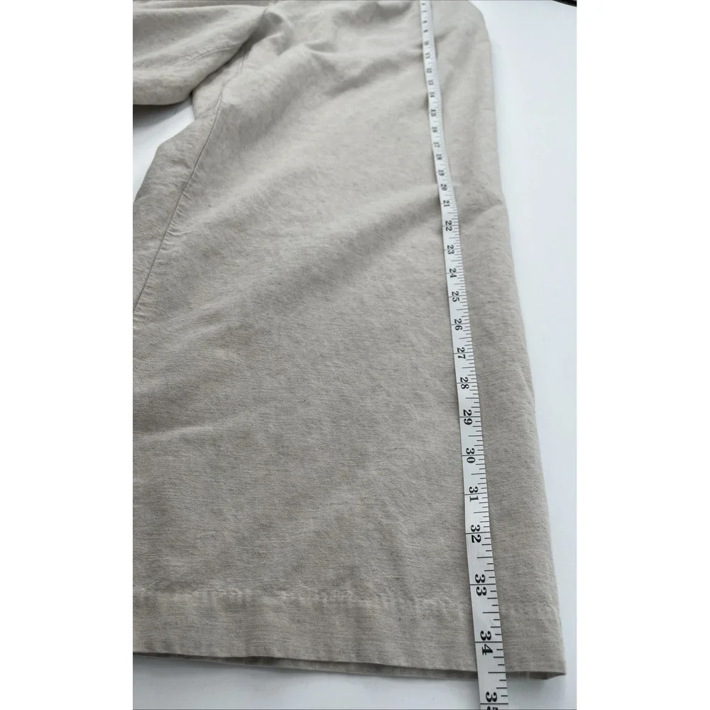 H&M Womens Linen Blend Crop‎ Tan Wide Leg Pants Casual Boho Beachy Resort Size 8